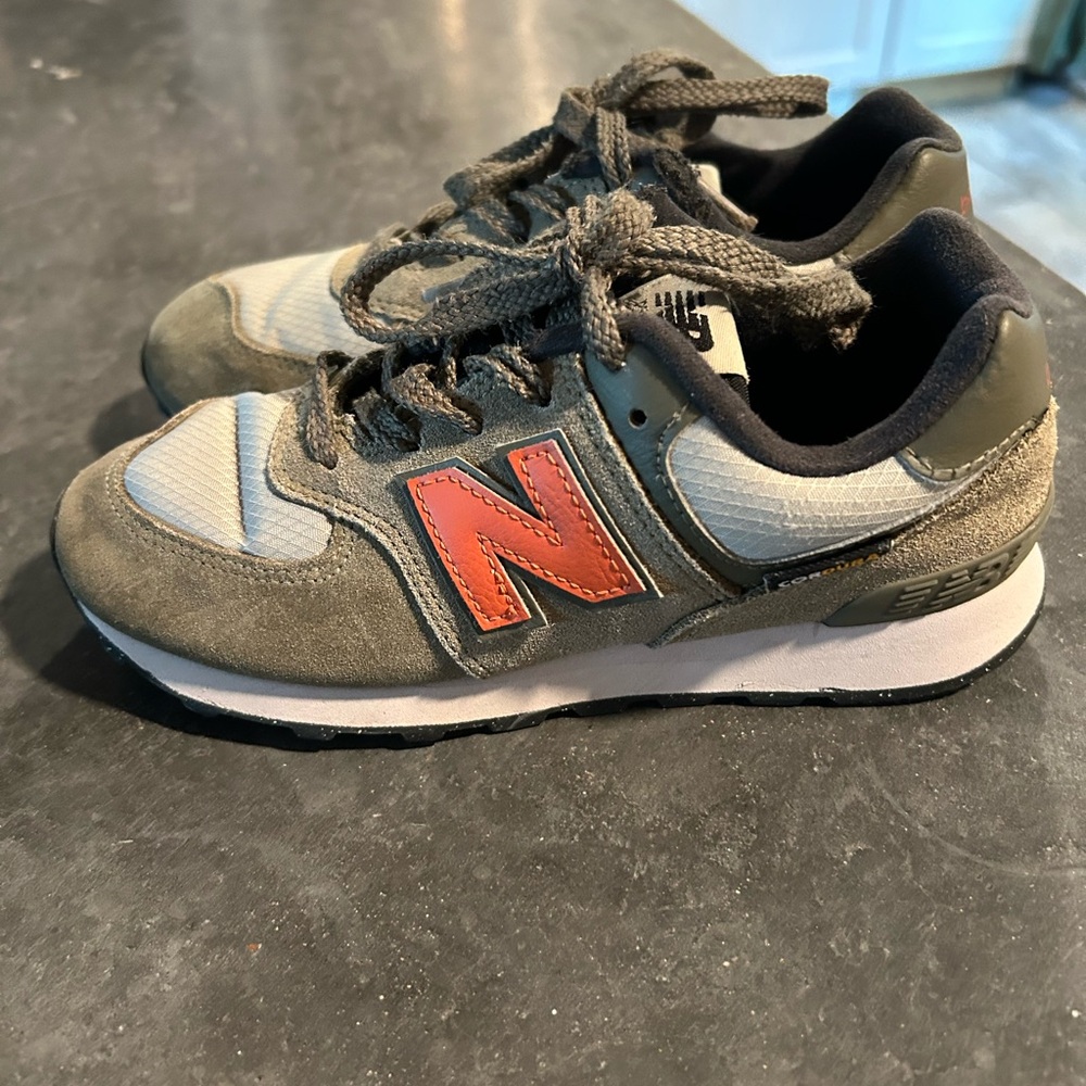 New Balance Kids' Olive and Orange Sneakers